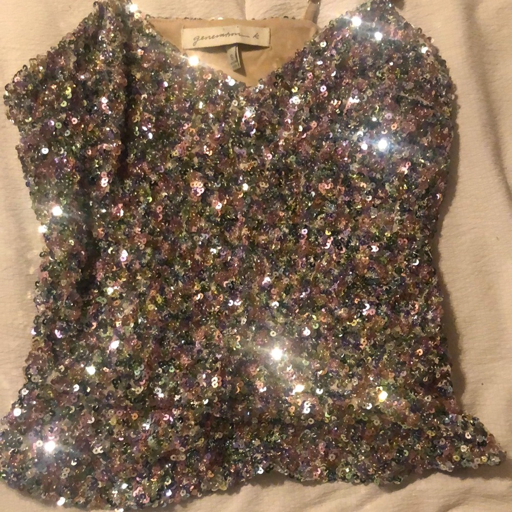 Versona peplum sequin top